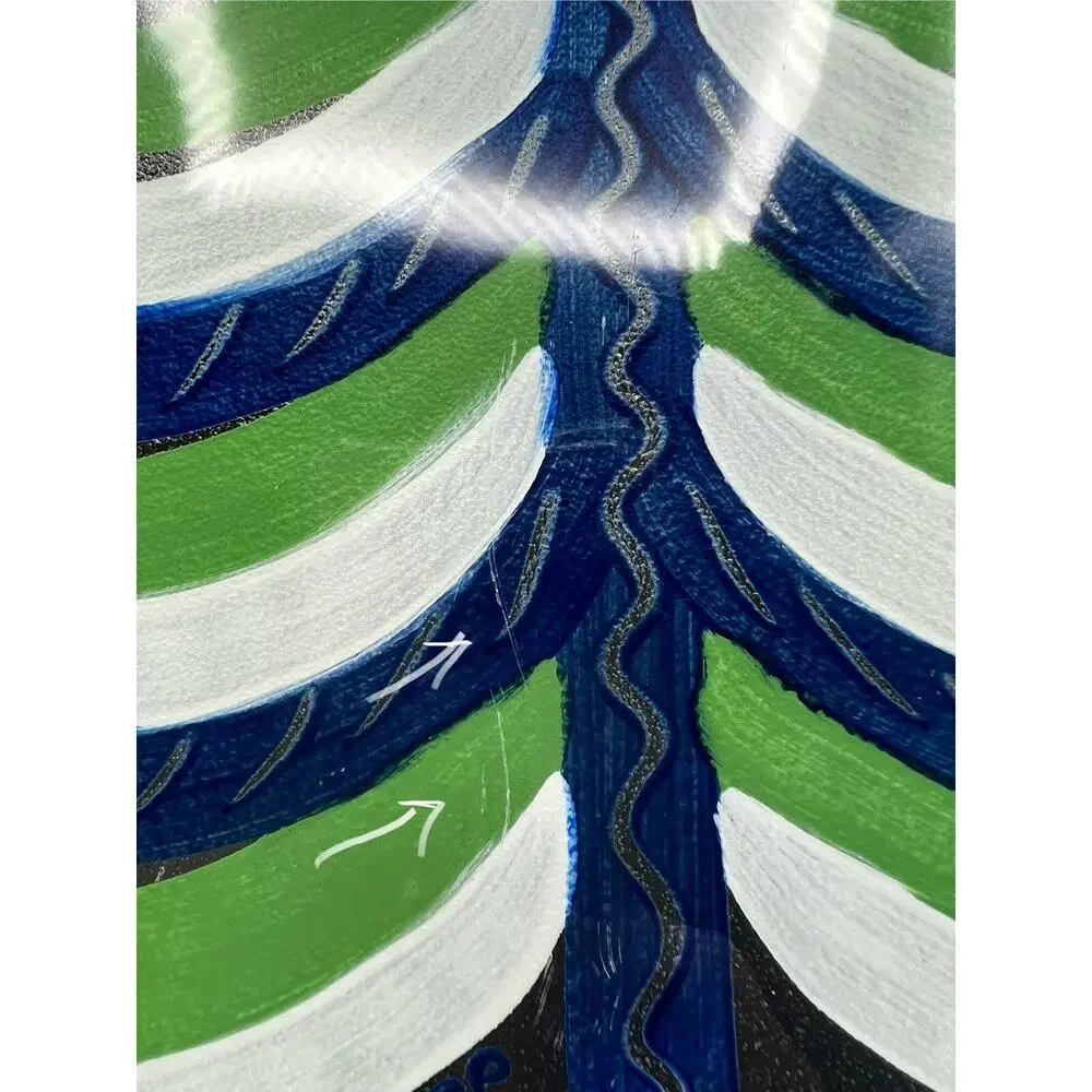 Kosta Boda Hand Painted Christmas Tree Platter 13” Signed Ulrica Hydman-Vallien